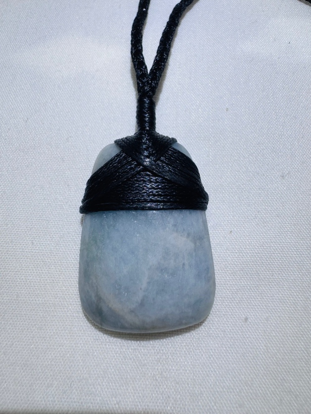 Unisex Aquamarine Macrame Necklace